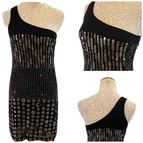 Alice + Olivia Dresses & Skirts - Alice + Olivia Liquid Gunmetal One Shoulder Dress